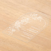 Witte botanische minimalistische boog bruiloft acryl uitnodigingen (Laagn)