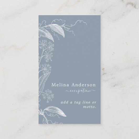 Witte  botanische mosterdblauw Visitekaartje (Achterkant)