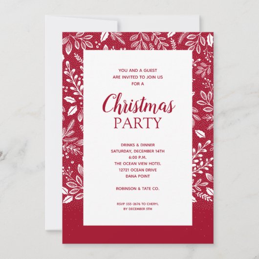 Witte botanische stoffen kerstfeestdagen (Voorkant)