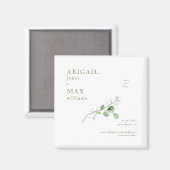Witte Botanische Trouw Save our Date Gouden Tekst Magneet (Voorkant / Achterkant)