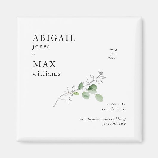 Witte Botanische Trouwdatum Save the Date Magneet (Voorkant)