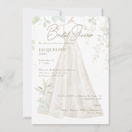 Witte Botanische Trouwjurk Vrijgezellenfeest II Kaart (Voorkant)