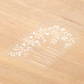 Witte Botanische Vogelboog bruiloft Acryl Uitnodigingen (Laagn)