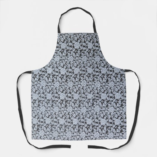 Witte botanische vormgeving op grijs schort (Voorkant)