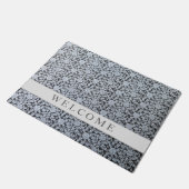 Witte botanische vormgeving op grijze deurmat (Schuin)