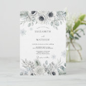 Witte Botanische Vorst Bruiloft Kaart (Staand voorkant)