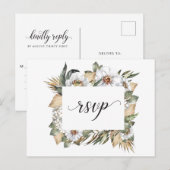 Witte Botanische | vriendelijk antwoord | RSVP-Bri Briefkaart (Voorkant / Achterkant)