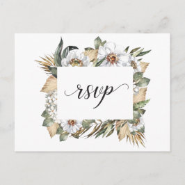 Witte Botanische | vriendelijk antwoord | RSVP-Bri Briefkaart