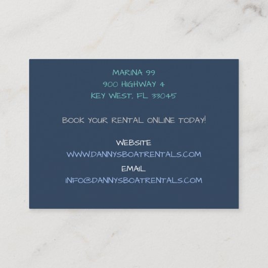 Witte boten in de jachthaven bootverhuur visitekaartje (Achterkant)