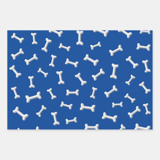 Witte Botten op blauwe achtergrond aangepaste Inpakpapier Vel (Voorkant 2)