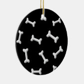 Witte Botten op zwarte achtergrond Aangepast Keramisch Ornament (Rechts)