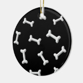 Witte Botten op zwarte achtergrond Aangepast Keramisch Ornament (Links)