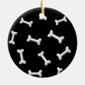 Witte Botten op zwarte achtergrond Aangepast Keramisch Ornament (Achterkant)