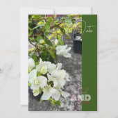 witte bougainvillea of paperflower wit als sneeuw save the date (Voorkant)