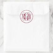 Witte Bourgogne Wijngaard Script Monogram, DIY BG Ronde Sticker (Tas)