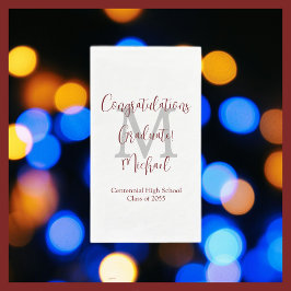 Witte Bourgondische afstudeerfeest naam Monogram Servet