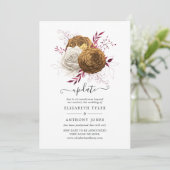 Witte, Bourgondische en gouden bloemenbruiloft upd Kaart (Staand voorkant)