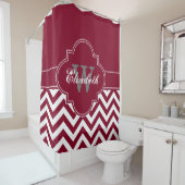 Witte Bourgondische LG Chevron 1ICBR Naam Monogram Douchegordijn (In situ)