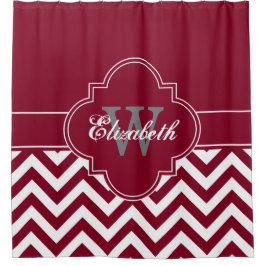 Witte Bourgondische LG Chevron 1ICBR Naam Monogram Douchegordijn