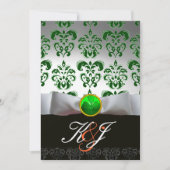 WITTE BOW EN GROENDAMASKSHAMROCK MONOGRAM KAART (Voorkant)