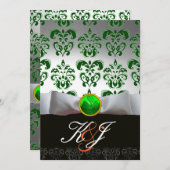WITTE BOW EN GROENDAMASKSHAMROCK MONOGRAM KAART (Voorkant / Achterkant)