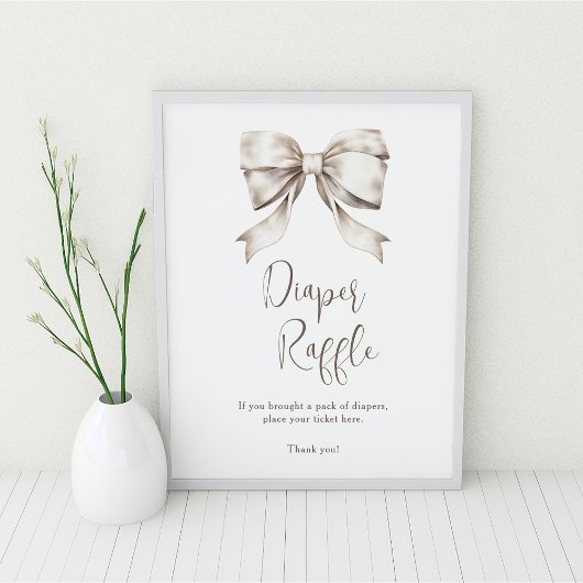 Witte Bow  Luier Raffle Poster