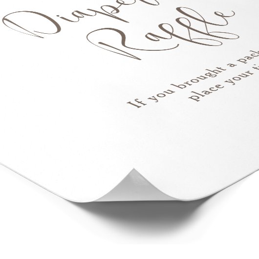 Witte Bow  Luier Raffle Poster (Hoek)