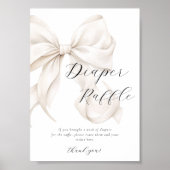 Witte Bow Luier Raffle Tafel Teken Poster (Voorkant)