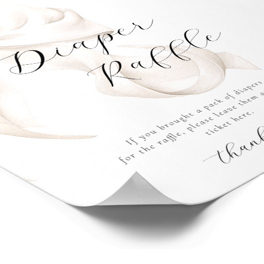 Witte Bow Luier Raffle Tafel Teken Poster (Hoek)