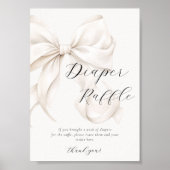 Witte Bow Luier Raffle Tafel Teken Poster (Voorkant)