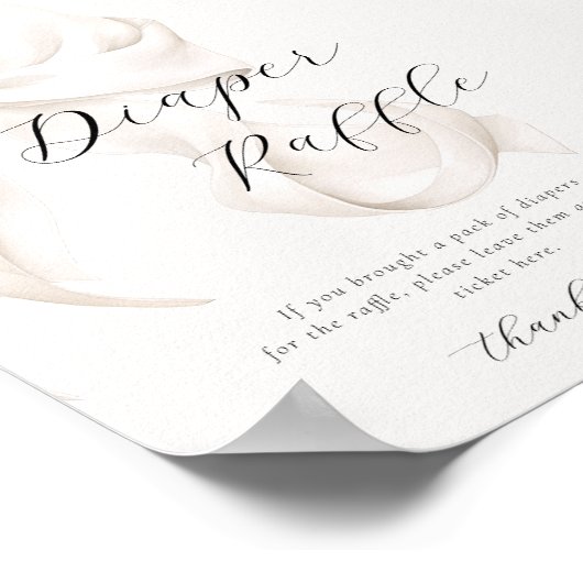 Witte Bow Luier Raffle Tafel Teken Poster (Hoek)