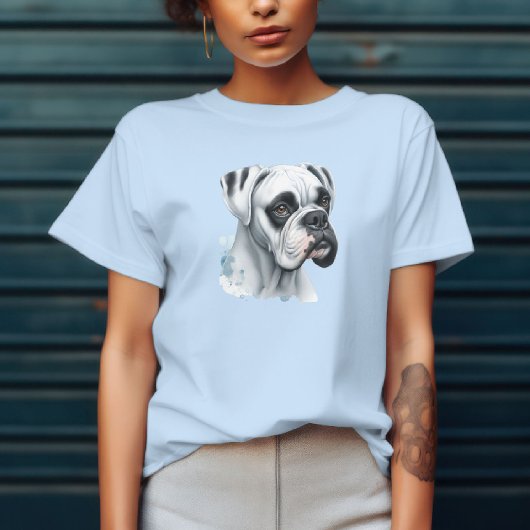 Witte Boxer Hond in Waterverf T-shirt