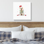 Witte Boxer Hond Lelijke Kerst Trui Grappig Kerstm Canvas Afdruk (Insitu (Slaapkamer))