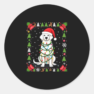 Witte Boxer Hond Lelijke Kerst Trui Grappige Kerst Ronde Sticker