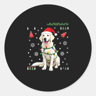 Witte Boxer Hond Lelijke Kersttrui Grappige Kerst Ronde Sticker