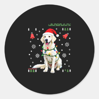 Witte Boxer Hond Lelijke Kersttrui Grappige Kerst  Ronde Sticker