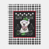 Witte boxer-hondenrog fleece deken (Voorkant)