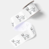Witte Boxer Schattige Cartoon Hond Satijnen Lint (Achterkant)
