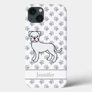 Witte Boxer Schattige Cartoonhond & Naam Case-Mate iPhone Case