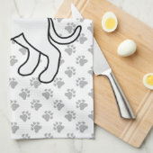 Witte Boxer Schattige Cartoonhond & Pootafdrukken Theedoek (Quarter Fold)