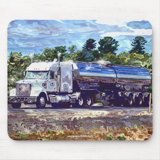 WITTE BRANDSTOFTANKER TRUCKERS Mousepad Muismat (Voorkant)