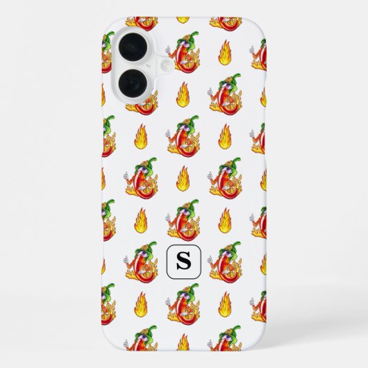 Witte Brandweerman Fun Red & Yellow Flame Design iPhone Hoesje (Achterkant)