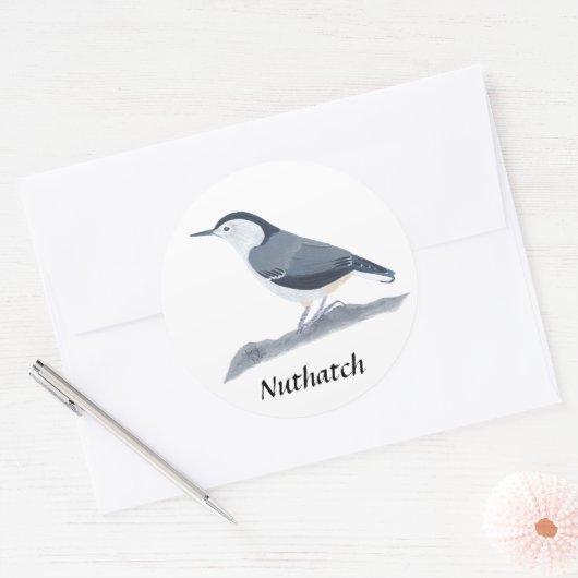Witte Breasted Nuthatch Vogelschilderij Stickers (Envelop)