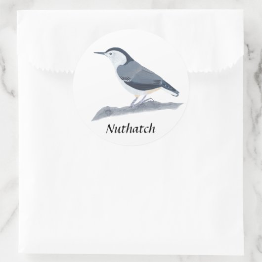 Witte Breasted Nuthatch Vogelschilderij Stickers (Tas)