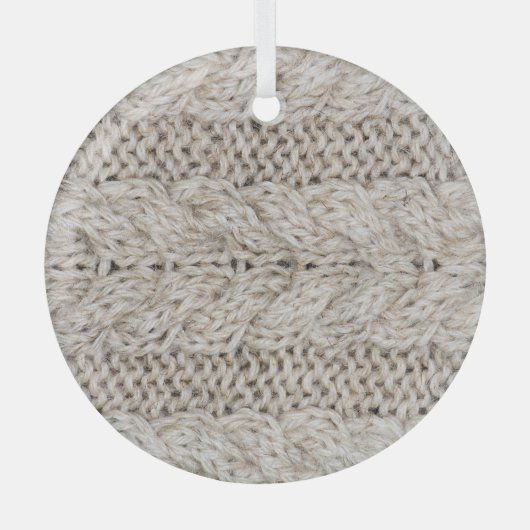 Witte breiwol, textuur achtergrond glas ornament (Voorkant)