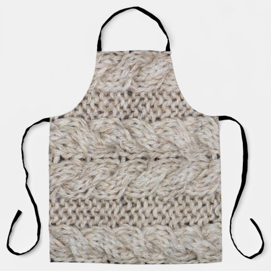 Witte breiwol, textuur achtergrond schort (Voorkant)