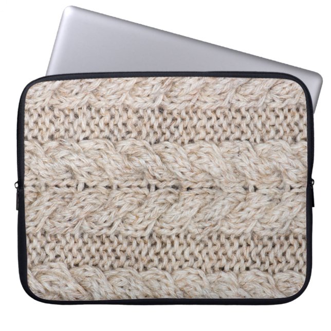 Witte breiwoltextuur achtergrond. laptop sleeve (Voorkant)