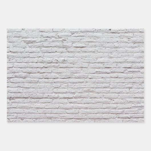 Witte Brick-achtergrond Inpakpapier Vel (Voorkant 2)