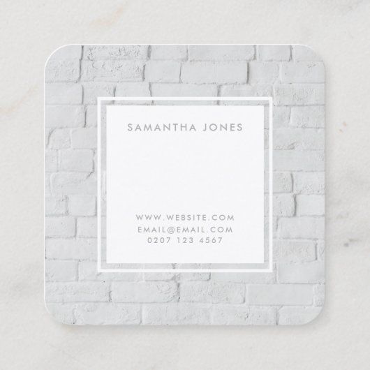 Witte Brick Eenvoudige Moderne Interieurontwerper Vierkante Visitekaartje (Achterkant)