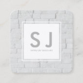 Witte Brick Eenvoudige Moderne Interieurontwerper Vierkante Visitekaartje (Voorkant)